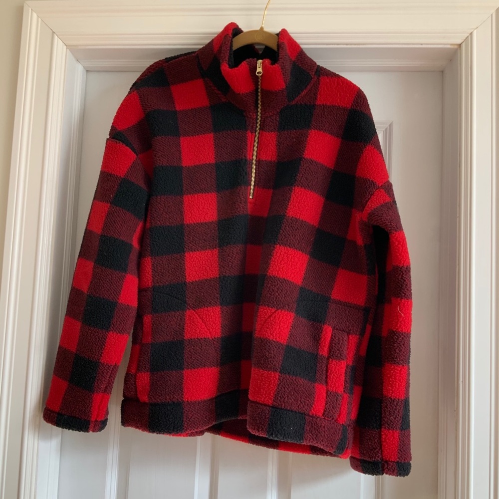 Red / black buffalo check fleece size XL